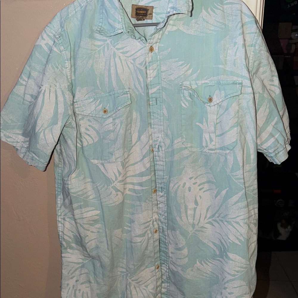 Men's Light Blue Tropical Print Foundry Shirt LT